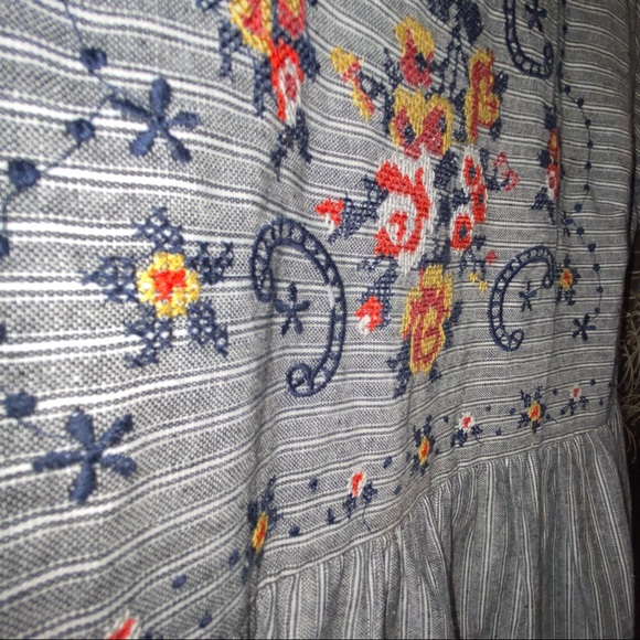 SOLD.  Polagram Midi Large L Dress Womens Country farmhouse farm Striped Lined - Picture 3 of 9